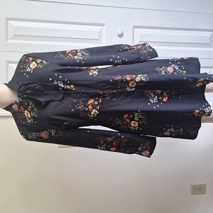 Loft Floral Black Long-Sleeve Dress Size 8 NWT